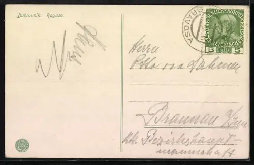 AK Ragusa, Ansicht mit Mauer