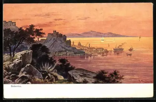 Künstler-AK Friedrich Perlberg: Blick über Sebenico