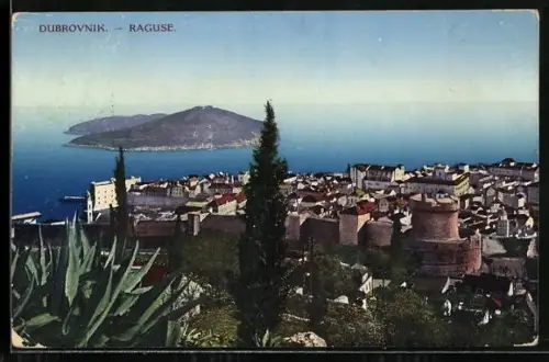 AK Dubrovnik, Teilansicht mit Blick aufs Meer