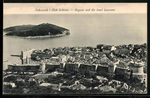 AK Dubrovnik, Teilansicht mit Insel Lacroma