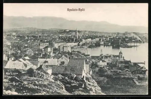 AK Split, Teilansicht mit Gebirgspanorama