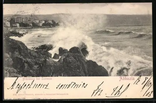 AK Abbazia, Brandung bei Scirocco