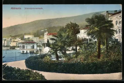 AK Abbazia, Strandpromenade mit Anlage