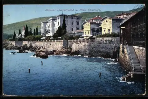 AK Abbazia, Quarnerobad u. Hotel Quarnero