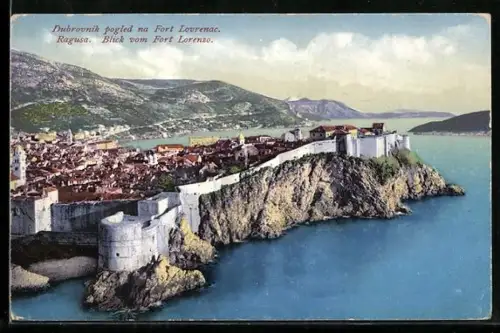 AK Dubrovnik / Ragusa, Pogled na fort Lovrenac / Blick vom Fort Lorenzo