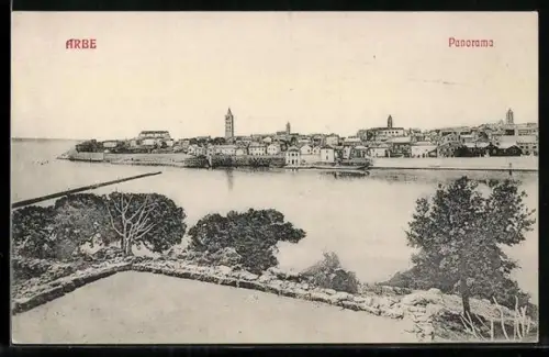 AK Arbe-Rab, Ortsansicht, von anderem Ufer aus gesehen
