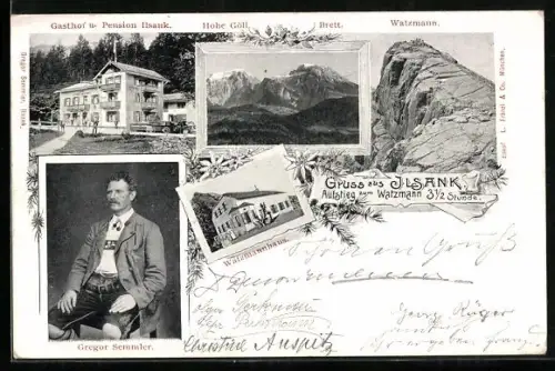 AK Ramsau b. Berchtegaden, Gasthof & Pension Ilsank, Portrait Georg Semmler, Watzmann-Aufstieg & Watzmannhaus