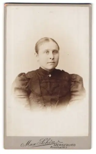 Fotografie Max Schön, Merseburg, Rossmarkt 2, Porträt einer Frau in elegantem Kleid