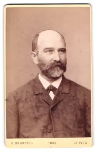 Fotografie G. Brokesch, Leipzig, Zeitzerstrasse 2, Porträt eines Herren 1886