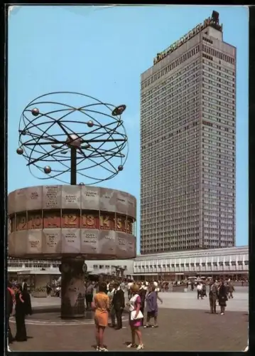AK Berlin, Partie am Alexanderplatz mit Weltzeituhr