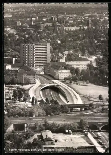 AK Berlin-Halensee, Blick auf die Schnellstrasse aus der Vogelschau