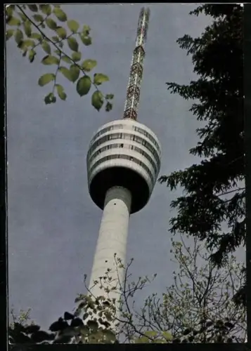 AK Stuttgart, Weihnachtsmarkt bei Nacht