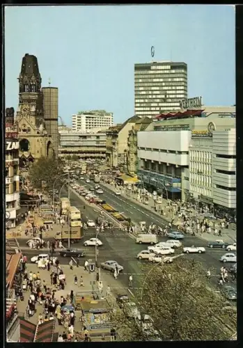 AK Berlin, Kurfürstendamm mit Kaiser-Wilhelm-Gedächtniskirche