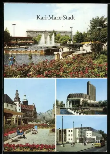 AK Karl-Marx-Stadt, Rosenhof, Stadthalle und Hotel Kongress