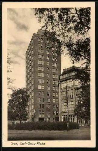 AK Jena, Partie am Carl-Zeiss-Platz mit Hochhaus