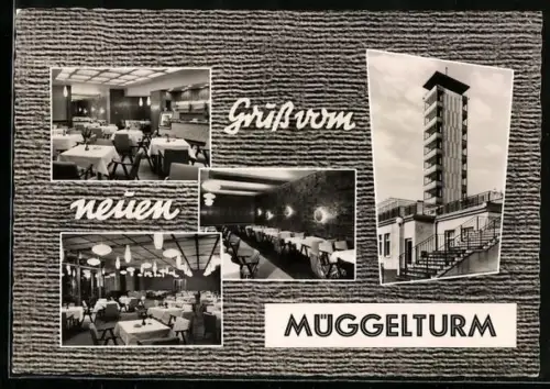 AK Berlin-Köpenick, Müggelturm mit Speisesaal