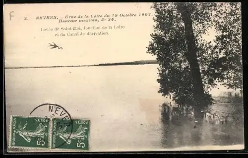 AK Nevers, Crue de la Loire du 19 Octobre 1907, Levée de Saint-Eloi, Hochwasser