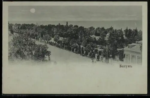 Mondschein-AK Batumi, Ortspartie aus der Vogelschau