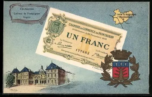 AK Montauban, Un Franc, Ein Franc, Wappen