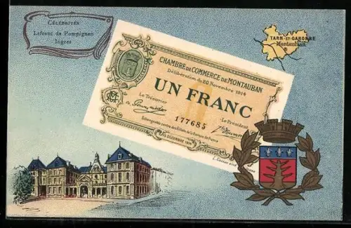 AK Montauban, Un Franc, Ein Franc, Wappen