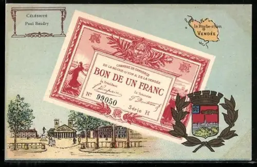 AK La Roche-s /-Yon, bon de un Franc, Wappen, Geldscheck, Insel