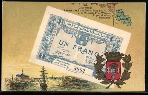 AK Calais /Pas-de-Calais, Un billet d`un Franc