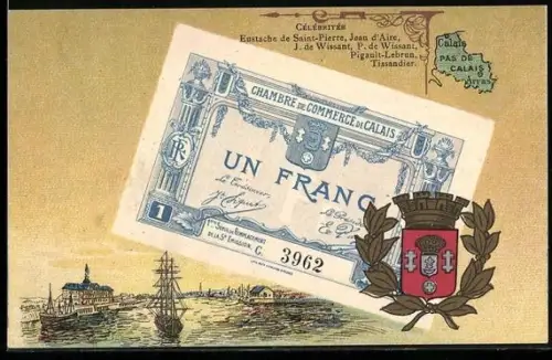 AK Calais /Pas-de-Calais, Un billet d`un Franc