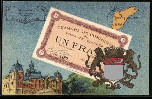 AK Lons-le-Saunier, Un billet d`un Franc