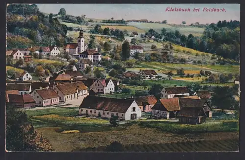 AK Edelsbach bei Feldbach, Ortspartie mit Kirche