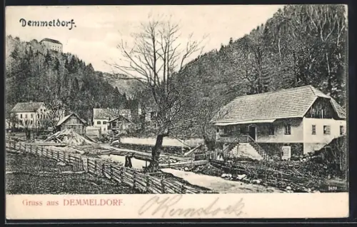 AK St. Lorenzen am Wechsel, Demmeldorf, Ortspartie