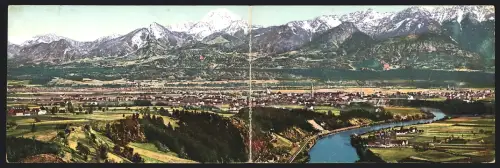 Klapp-AK Villach, Villach mit den Karawanken