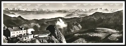 Klapp-AK Blick vom Wendelstein gegen die Hohen Tauern, Berghütte