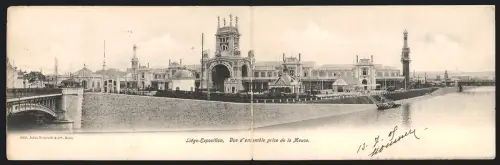 Klapp-AK Liége, Exposition, Vue d`ensemble prise de la Meuse