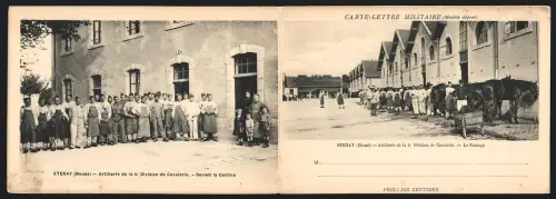 Klapp-AK Stenay /Meuse, Artillerie de la 4 Division de Cavalerie, Devant la Cantine, Le Pansage