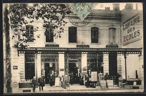 AK Montlucon, Librairie des Écoles, Avenue de la Gare
