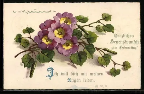 Künstler-AK Catharina Klein: Ast mit lilafarbenen Blumen