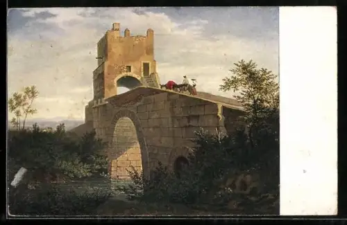 Künstler-AK Ludwig Richter: Rom, Ponte Salaro