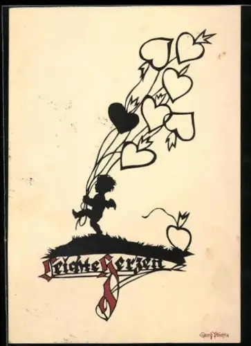 Künstler-AK Georg Plischke: Leichte Herzen, Engel