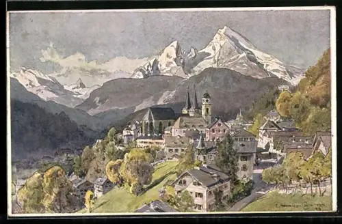 Künstler-AK Edward Harrison Compton: Berchtesgaden, Panorama