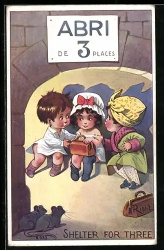 Künstler-AK Right: Abri de 3 Places, Shelter for three