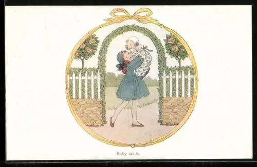 Künstler-AK Henriette Willebeek le Mair: Mädchen hebt ein Baby hoch