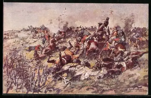 Künstler-AK Anton Hoffmann - München: Reiterangriff in der französischen September-Offensive 1915