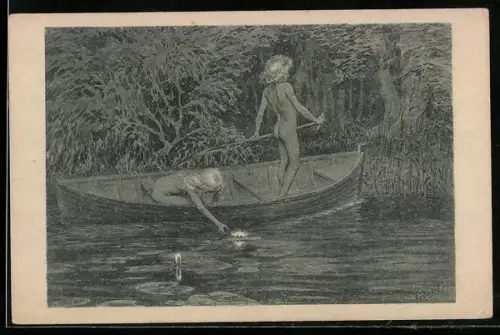 Künstler-AK Fidus: Wasserrosen