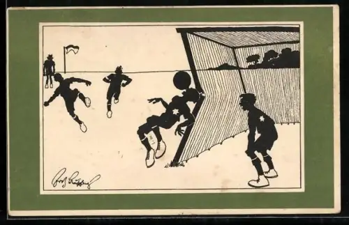 Künstler-AK Fritz Schönpflug: Männer beim Fussballspiel