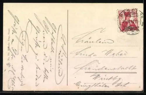 AK Basel, Bundesbahnhof mit Springbrunnen