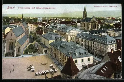 AK Basel, Steinenberg mit Elisabethenkirche