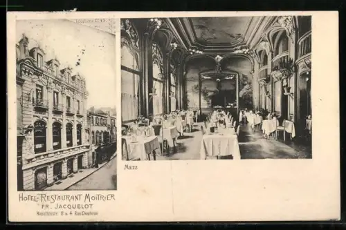 AK Metz, Restaurant Hôtel Moitrier, Kapellenstrasse 2-4, Aussen- u. Innenansicht