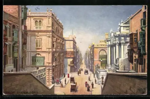 Künstler-AK Malta, Strada Reale