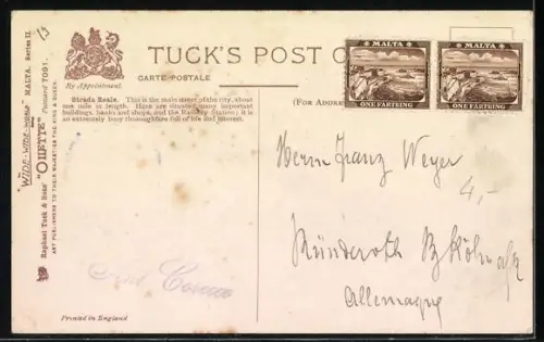 Künstler-AK Malta, Strada Reale