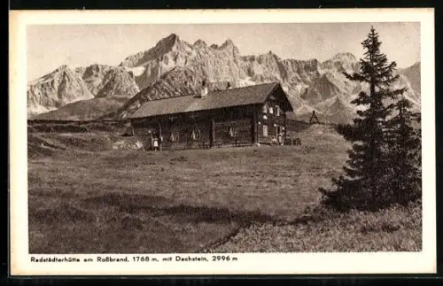 AK Radstädterhütte, Blick zur Berghütte